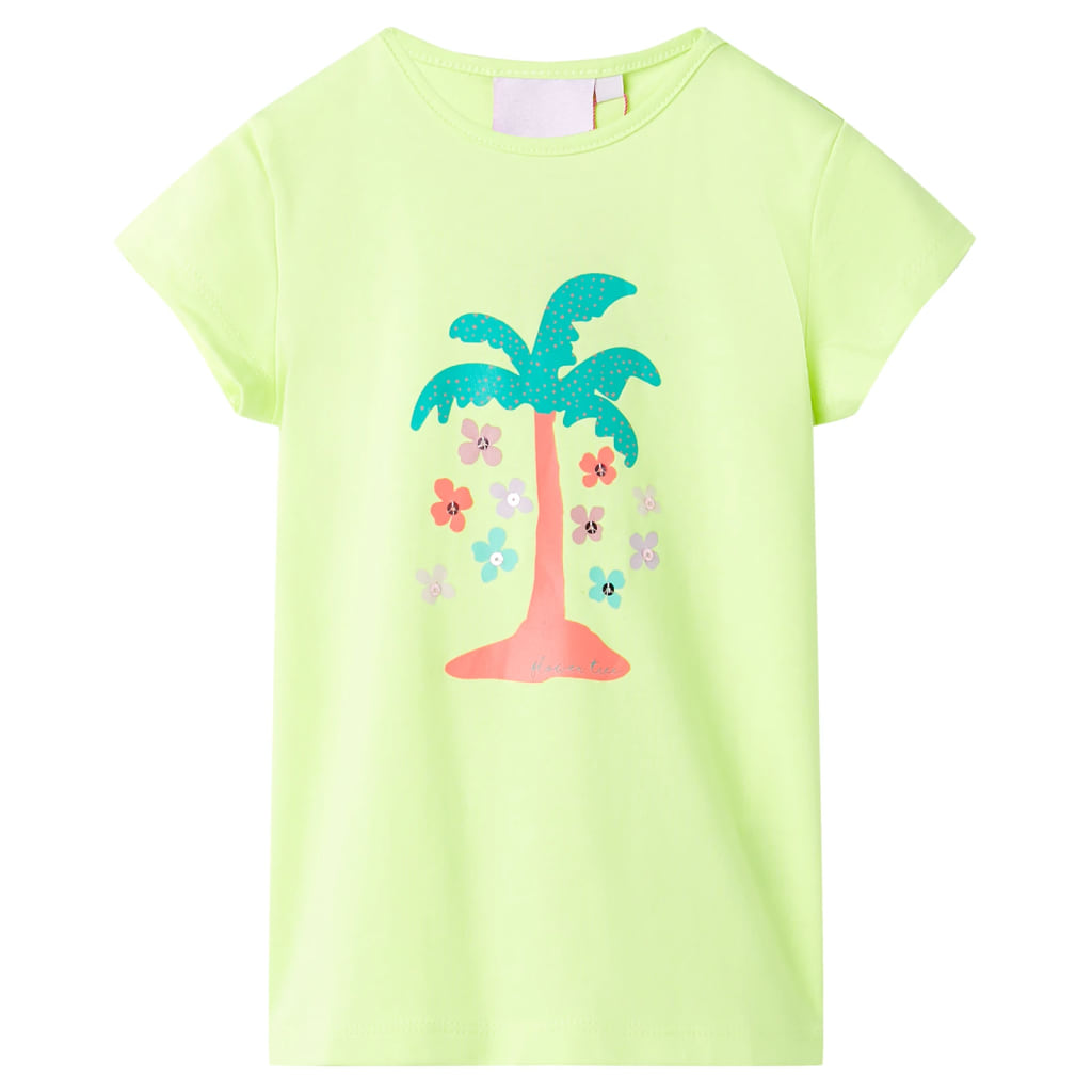 Kindershirt 128 fluorescerend geel