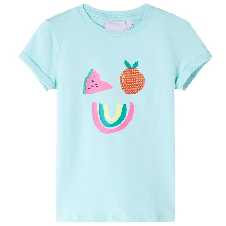 Kindershirt 104 lichtzeeblauw