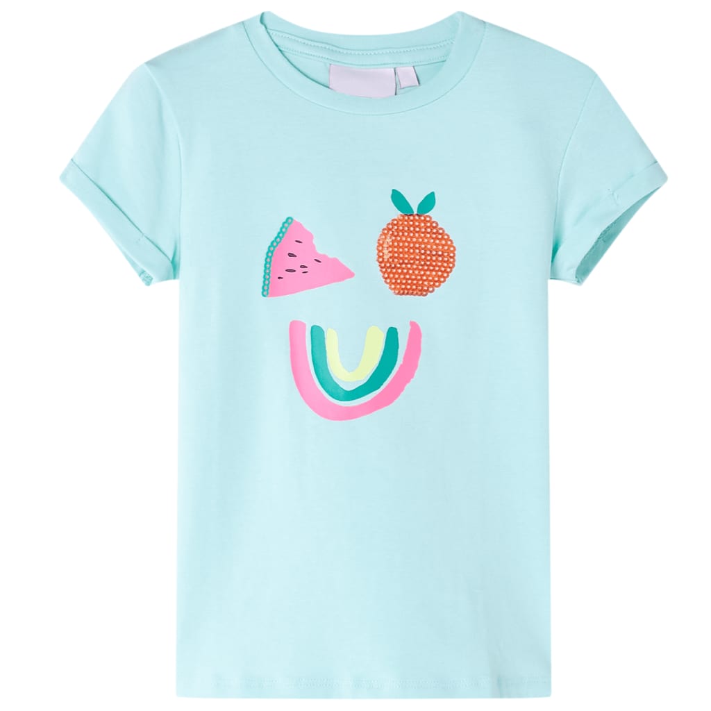 Kindershirt 116 lichtzeeblauw