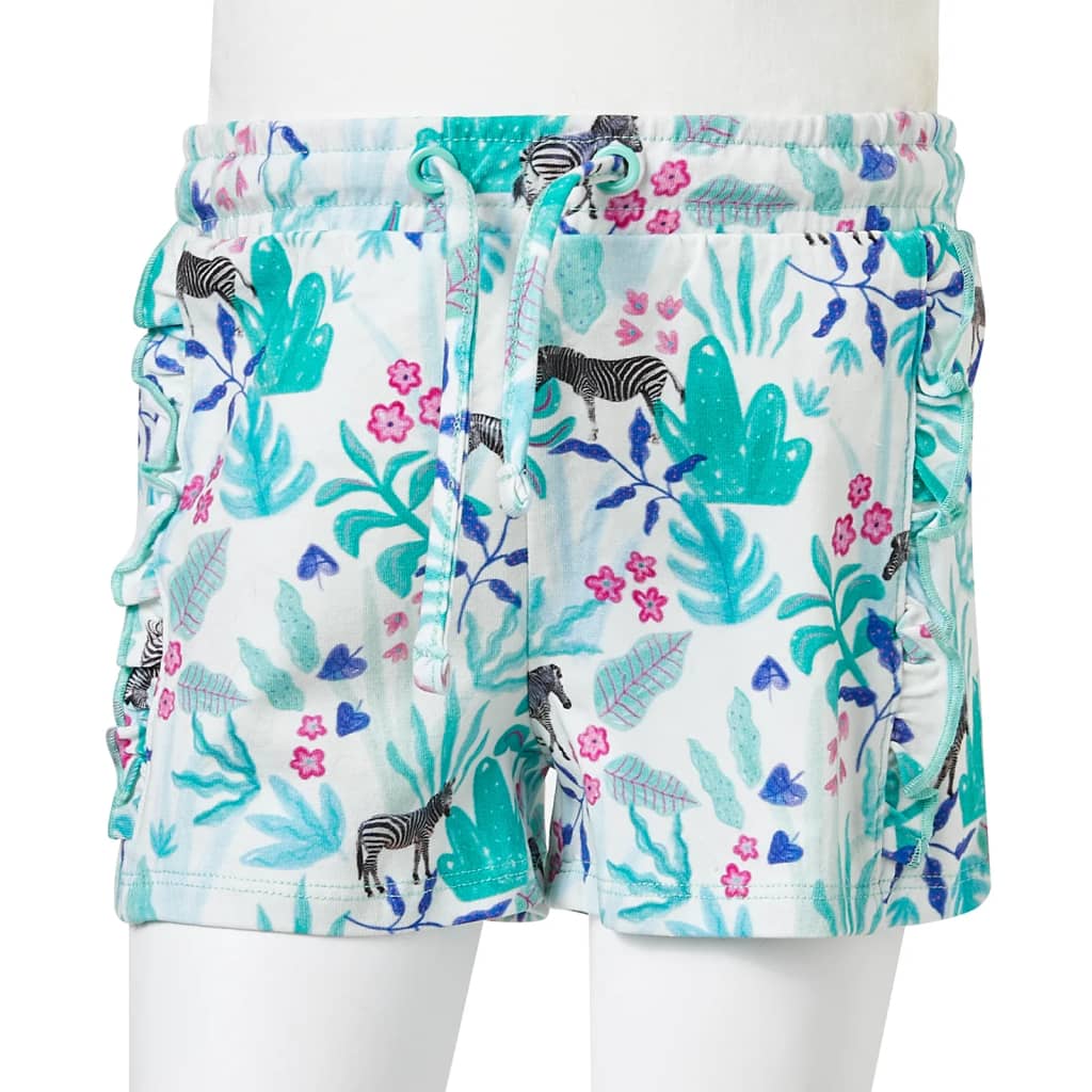 Kindershorts met trekkoord 104 ecru en donkermint