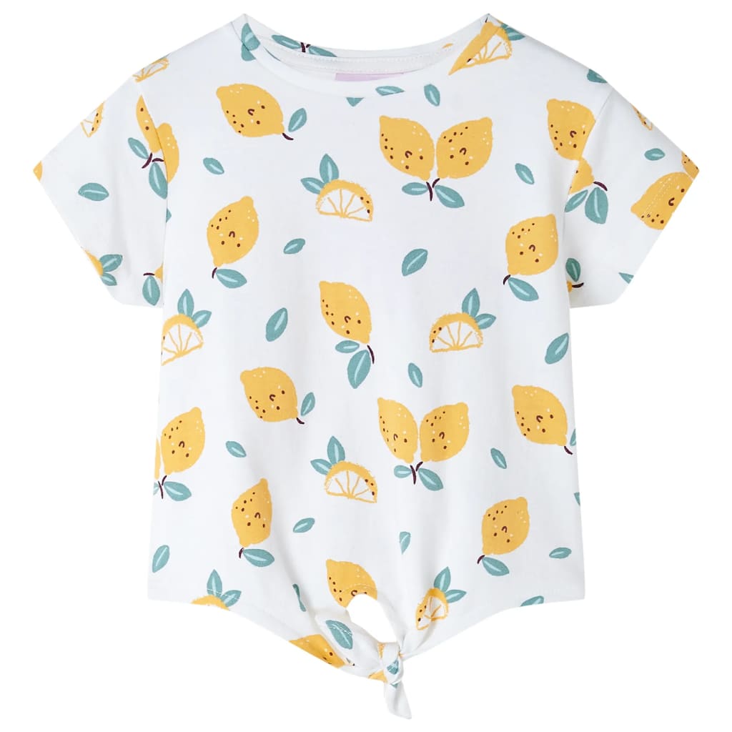 Kindershirt met knoop in de zoom 116 ecru