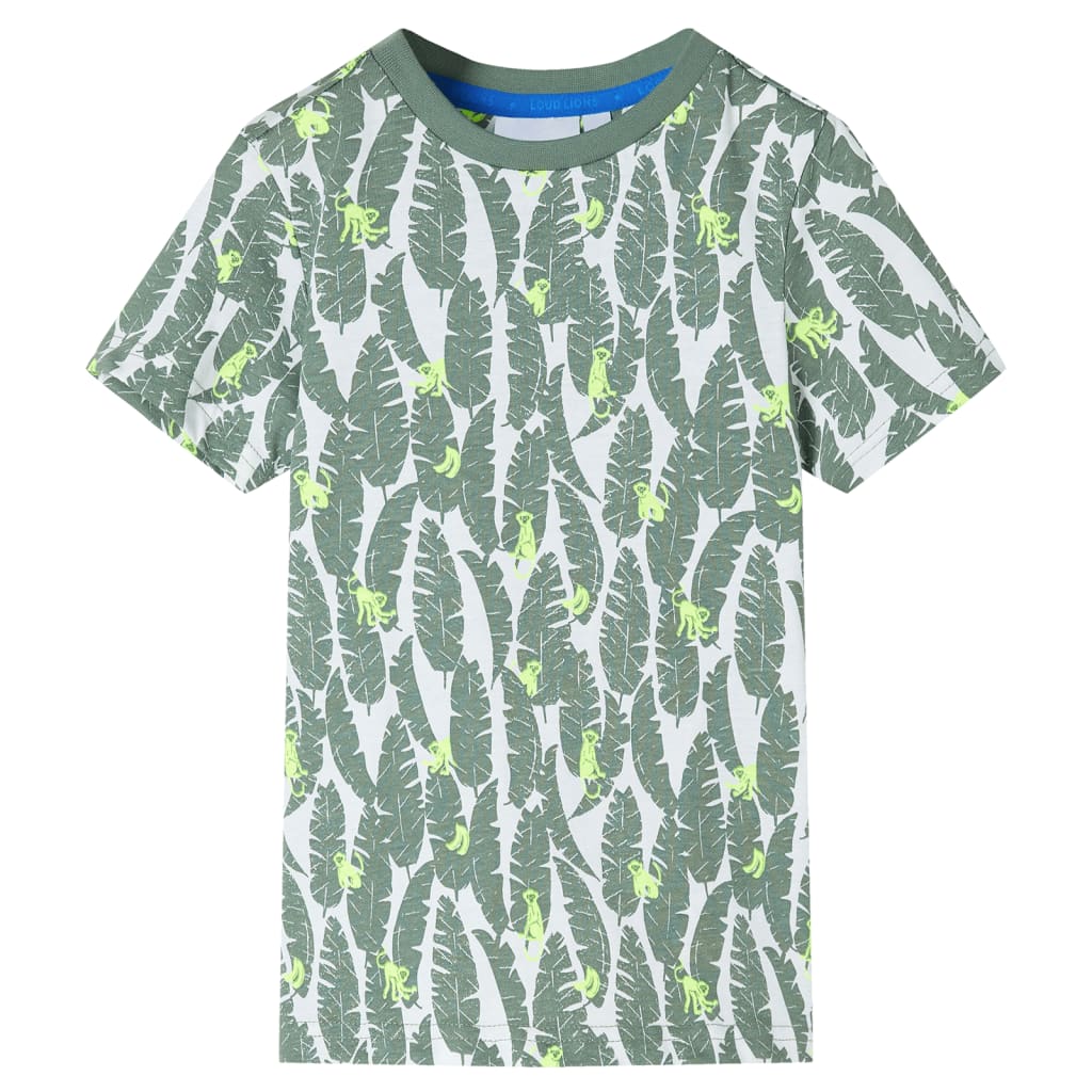 Kindershirt 92 ecru en donkerklimopgroen