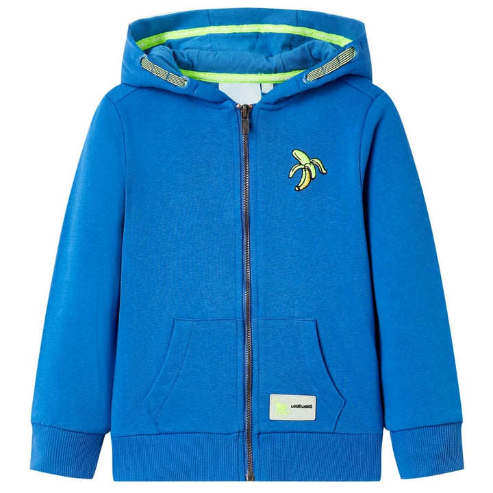 Kindervest met capuchon en rits 116 blauw