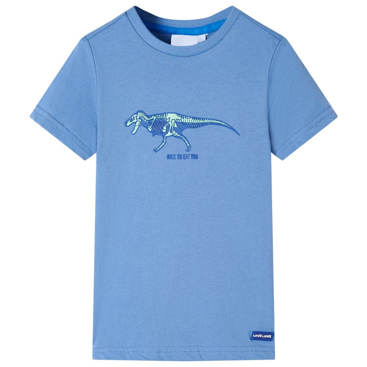 Kindershirt 116 middelblauw