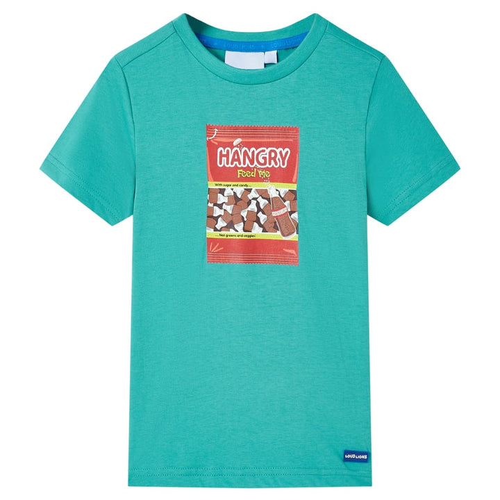 Kindershirt met korte mouwen 92 donkermintkleurig