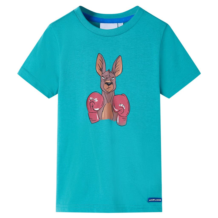 Kindershirt met korte mouwen 104 donkermintkleurig