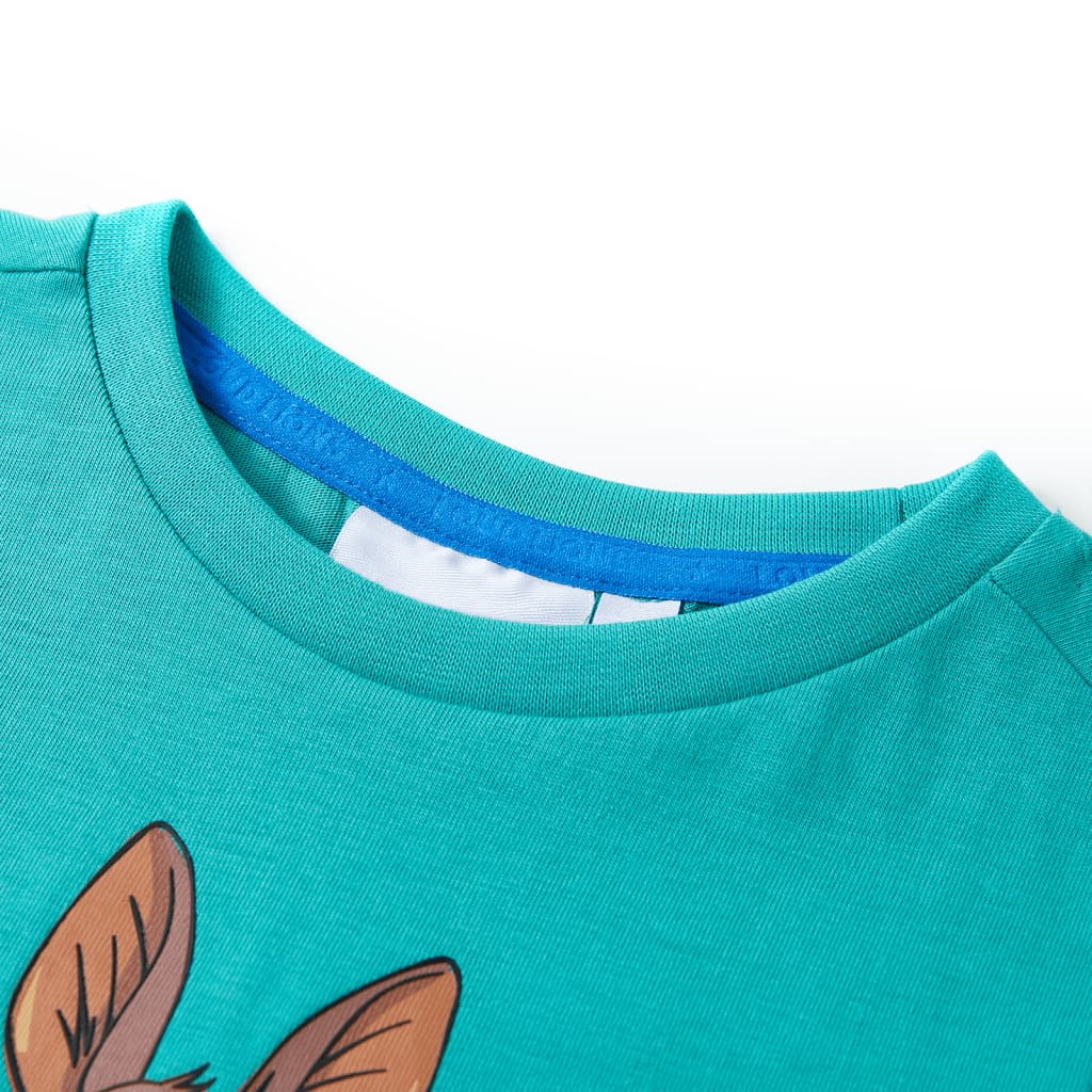 Kindershirt met korte mouwen 104 donkermintkleurig