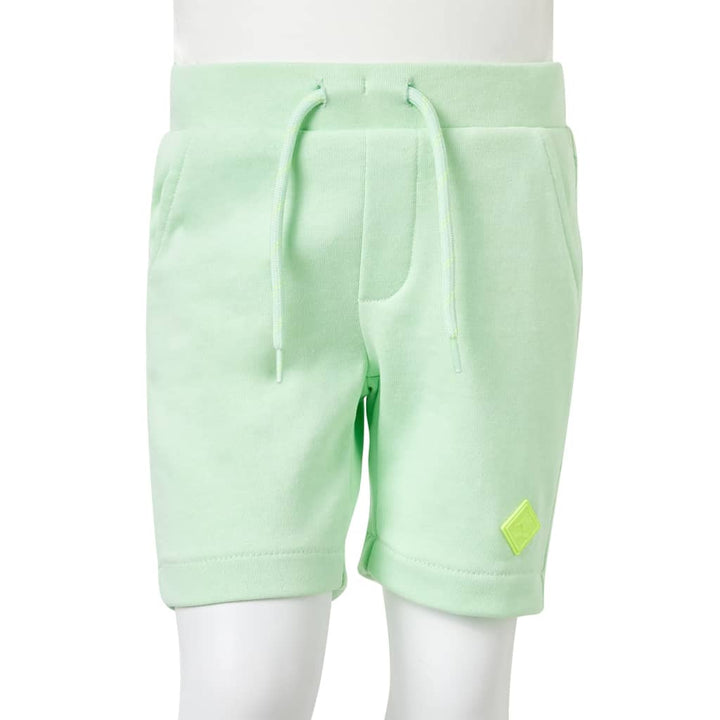 Kindershort met trekkoord 92 felgroen