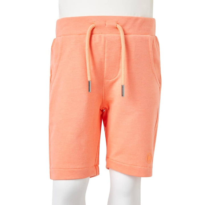 Kindershort met trekkoord 128 neonoranje