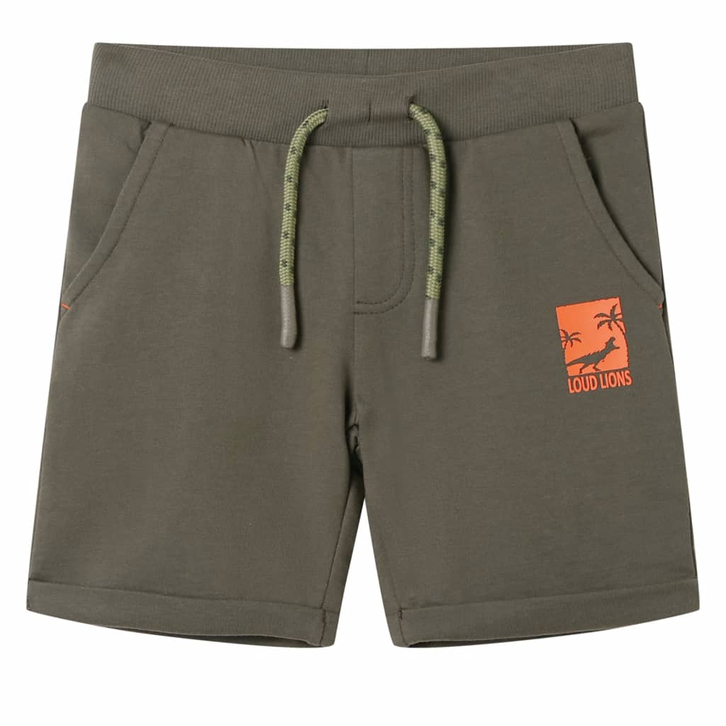 Kindershort met trekkoord 104 donkerkaki