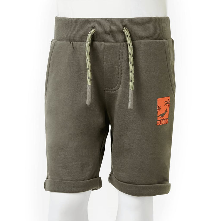 Kindershort met trekkoord 104 donkerkaki