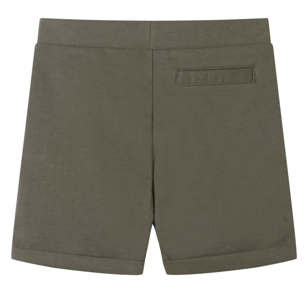 Kindershorts met trekkoord 128 donkerkaki