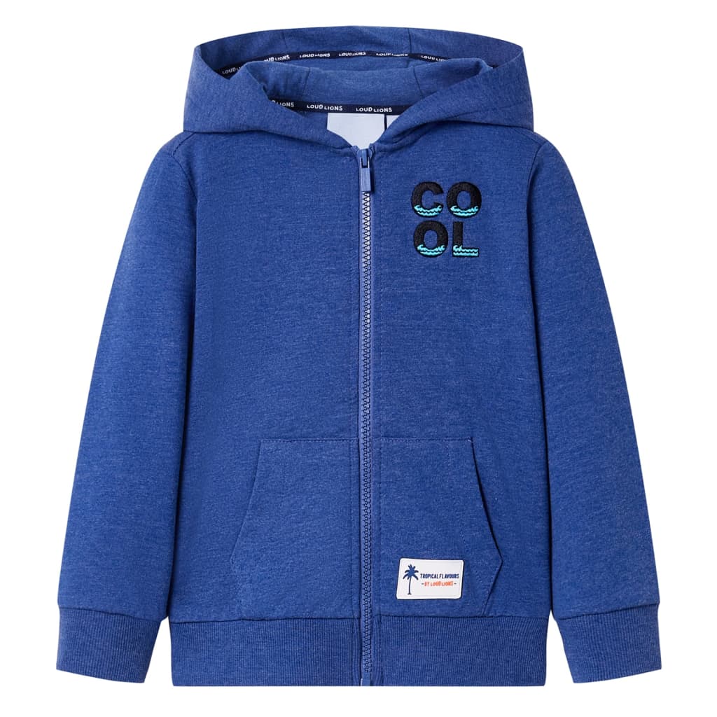 Kindervest met capuchon en rits 128 gemøªleerd donkerblauw