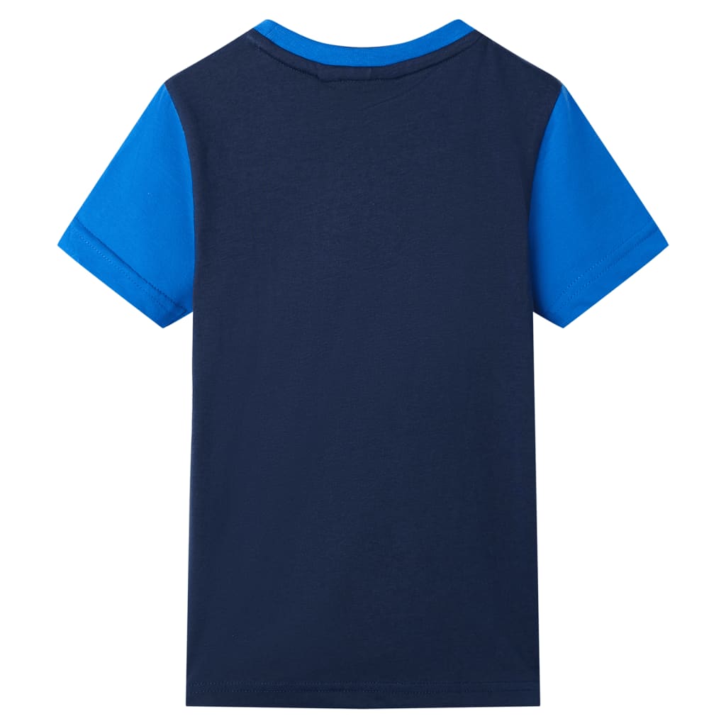 Kindershirt 116 blauw en marineblauw