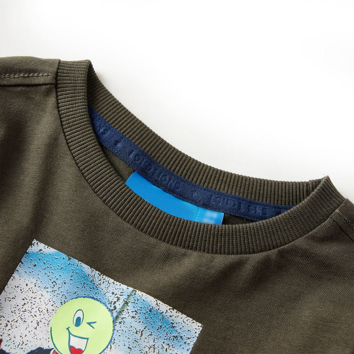 Kindershirt met lange mouwen 92 kakikleurig