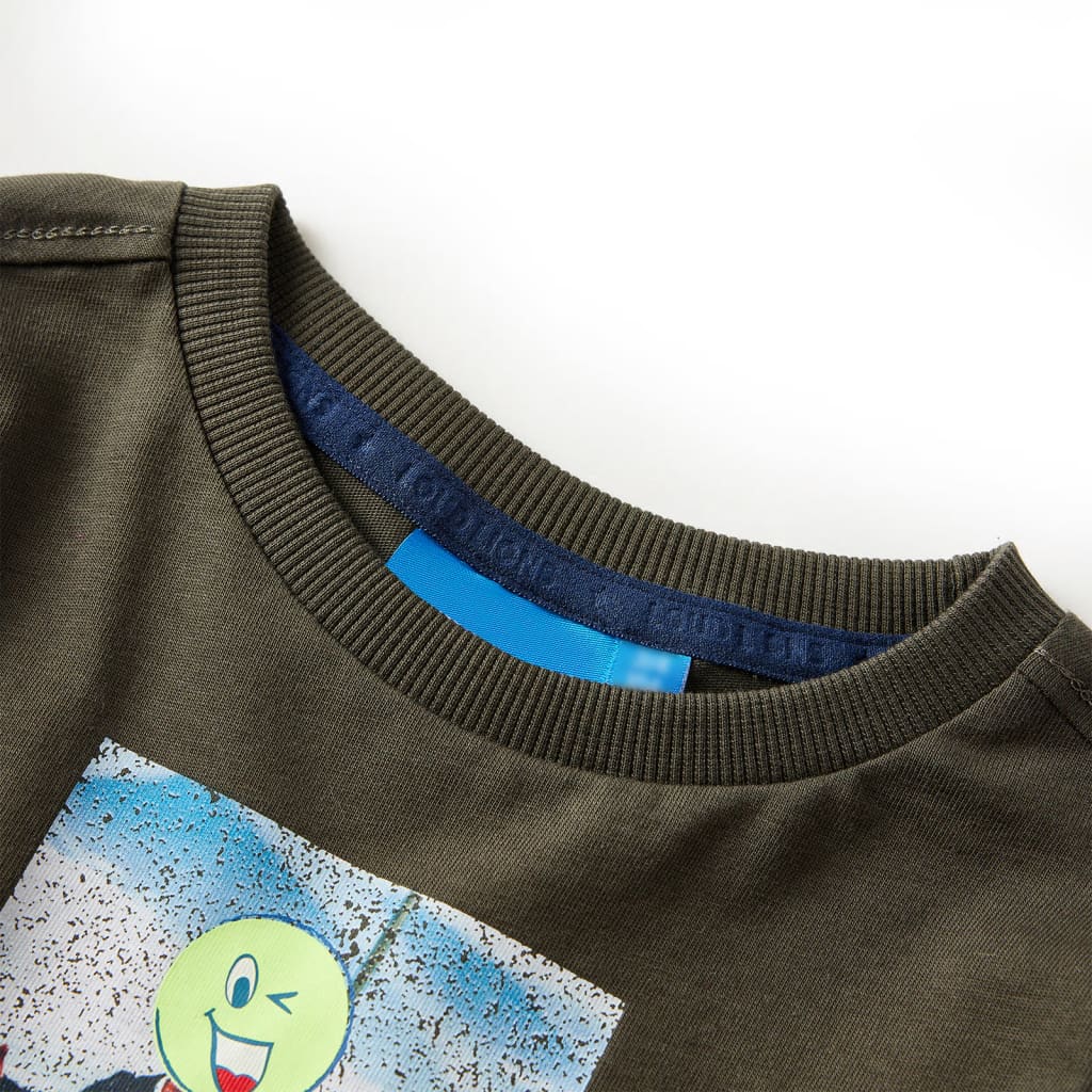 Kindershirt met lange mouwen 104 kakikleurig