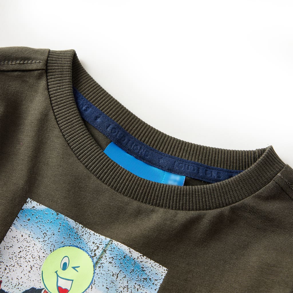 Kindershirt met lange mouwen 116 kakikleurig