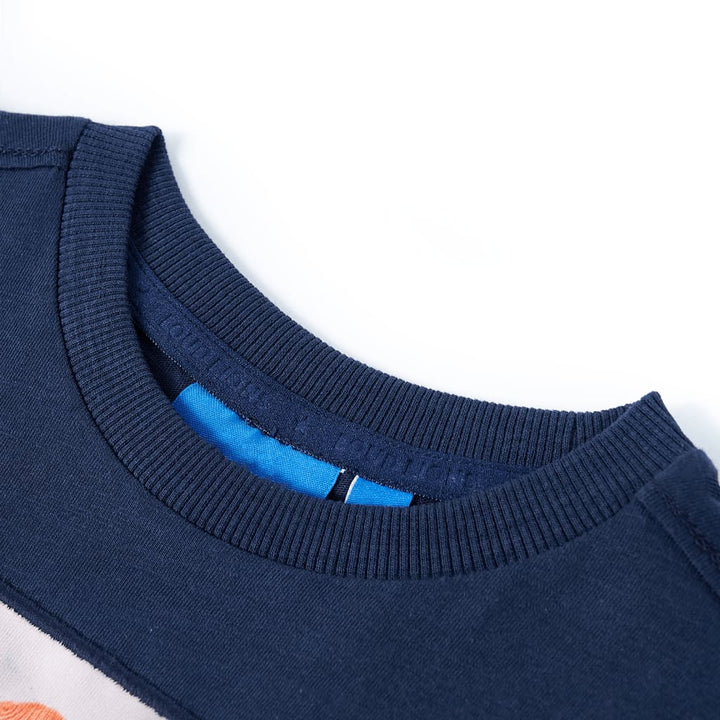 Kindershirt met lange mouwen 140 gemøªleerd marineblauw