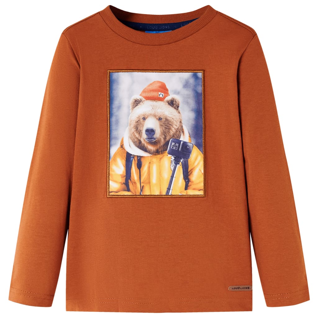 Kindershirt met lange mouwen 92 oranjebruin