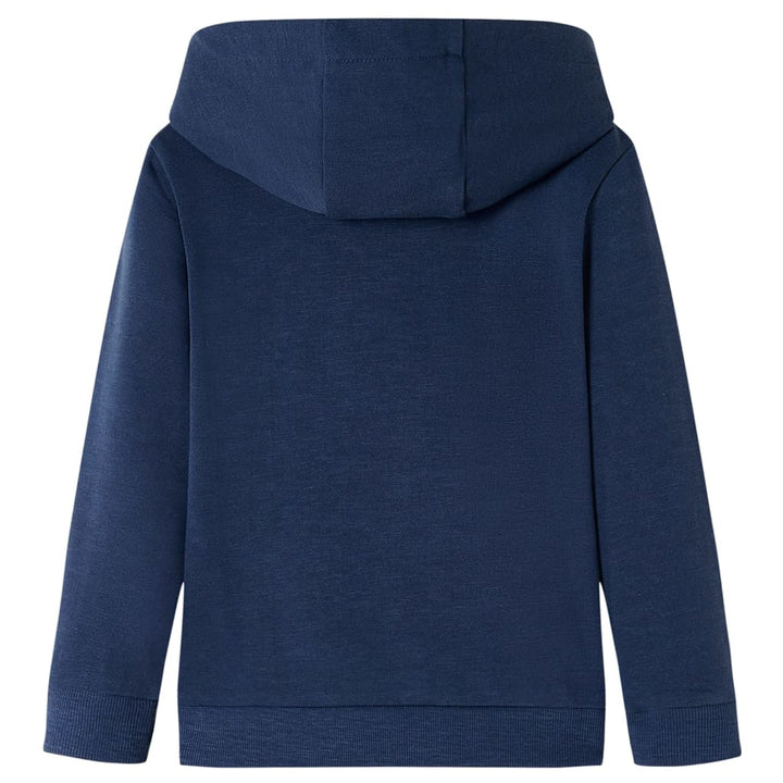 Kindertrui met capuchon 128 gemøªleerd marineblauw en oranje