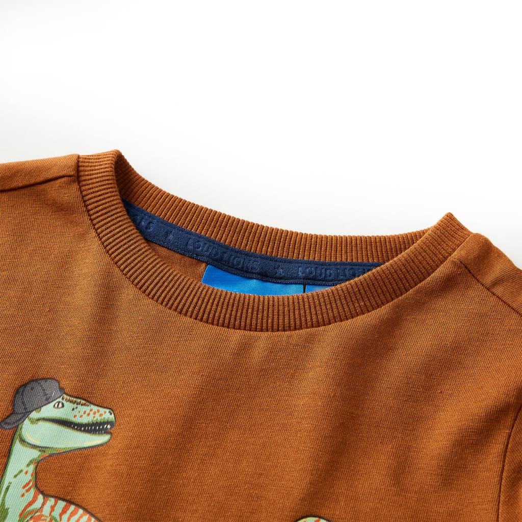 Kindershirt met lange mouwen 140 cognackleurig