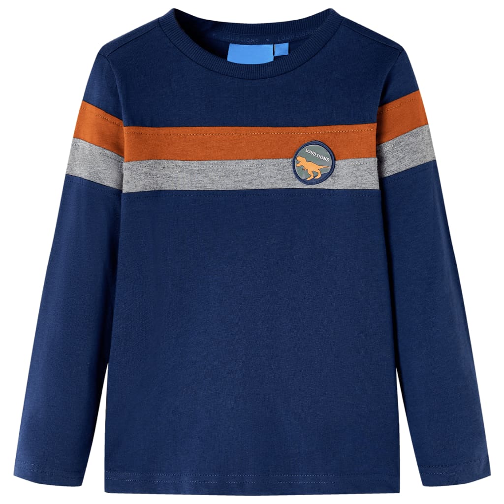 Kindershirt met lange mouwen 128 marineblauw