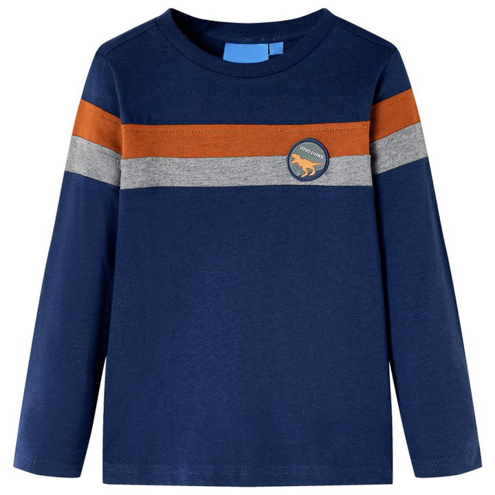 Kindershirt met lange mouwen 128 marineblauw