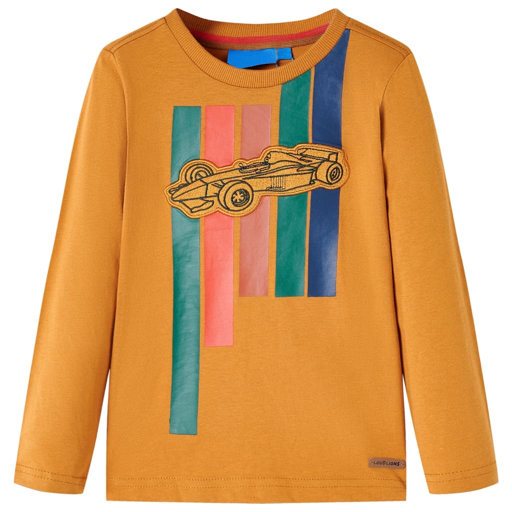 Kindershirt met lange mouwen 104 donkerokerkleurig