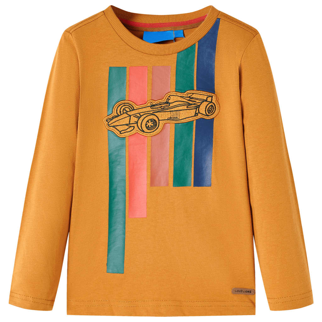 Kindershirt met lange mouwen 116 donkerokerkleurig