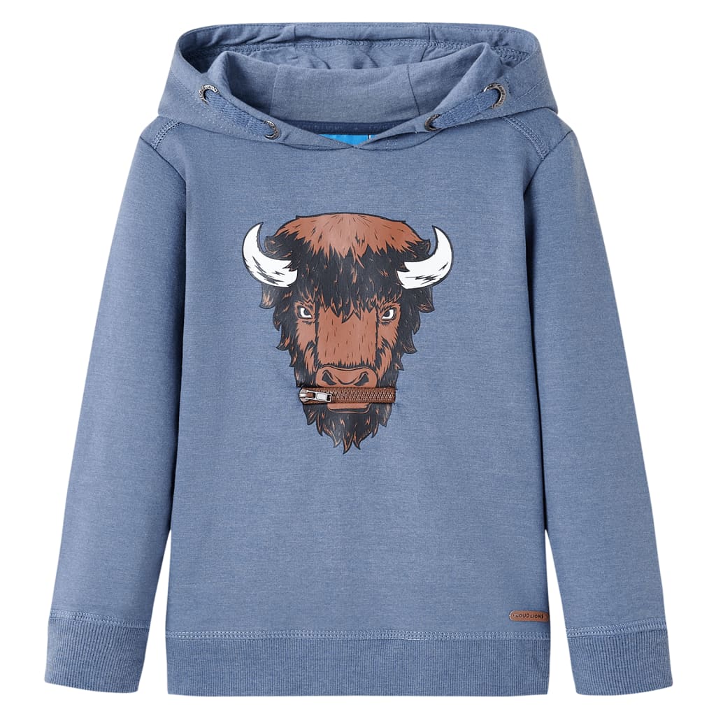 Kindertrui met capuchon 92 gemøªleerd blauw