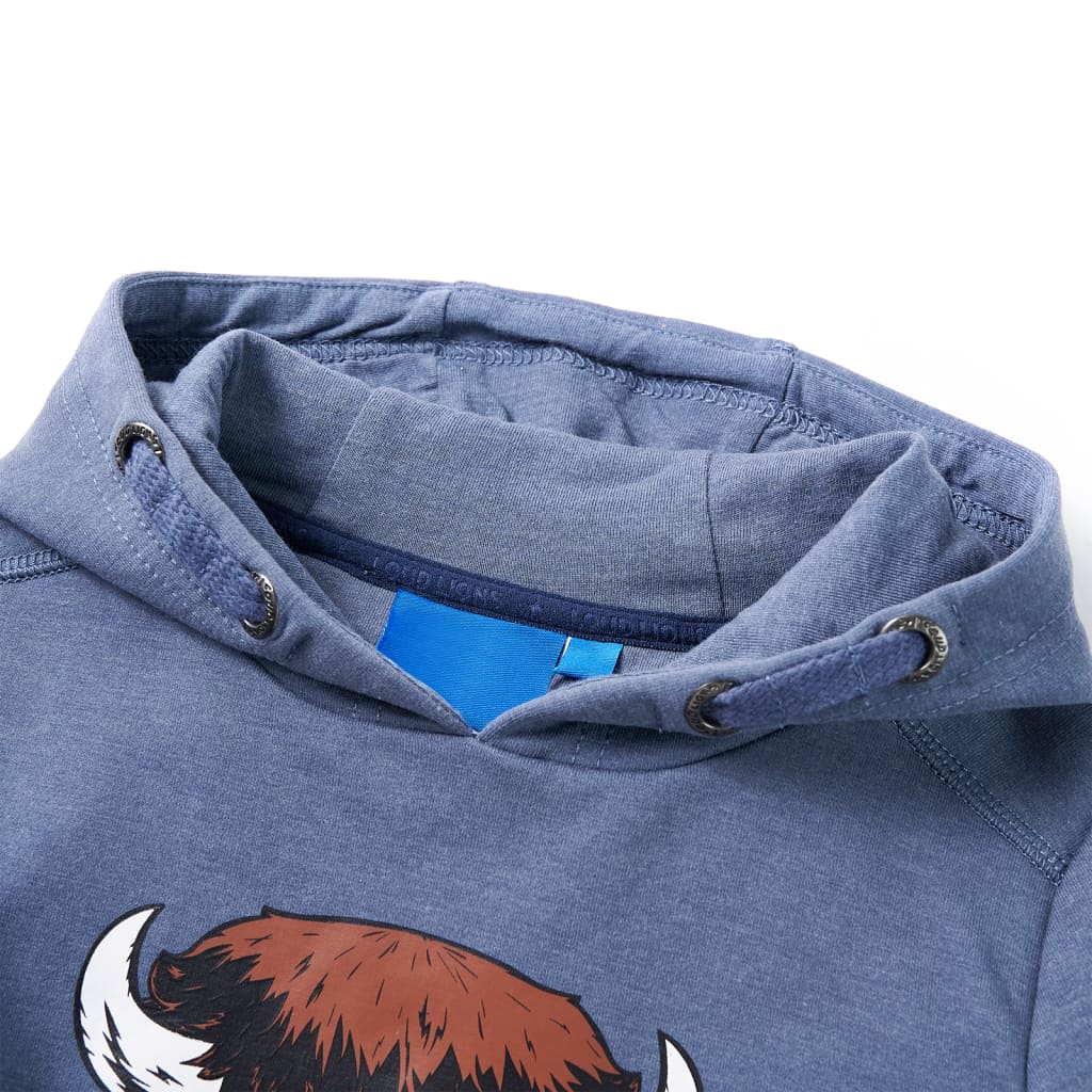 Kindertrui met capuchon 104 gemøªleerd blauw