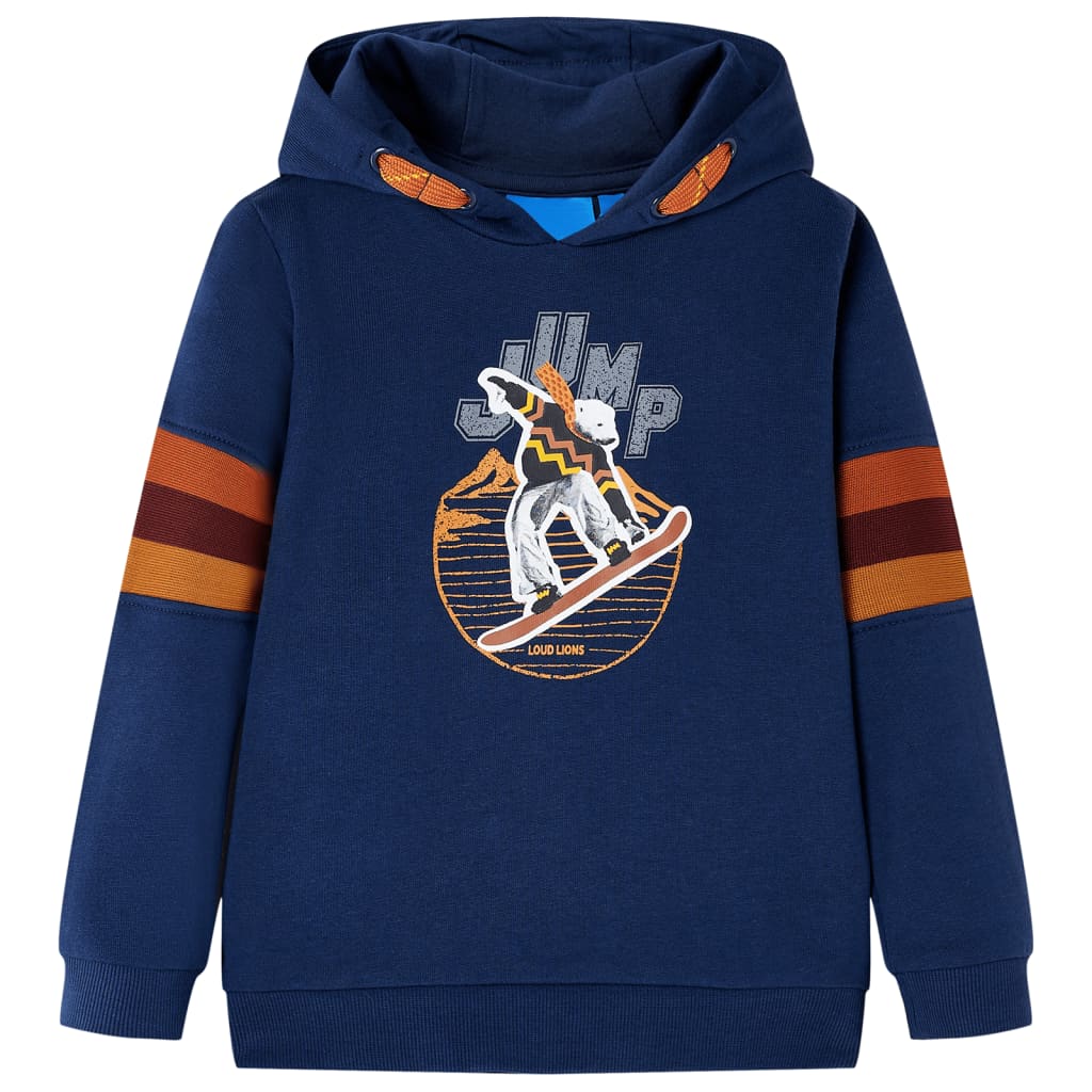 Kindertrui met capuchon 116 marineblauw