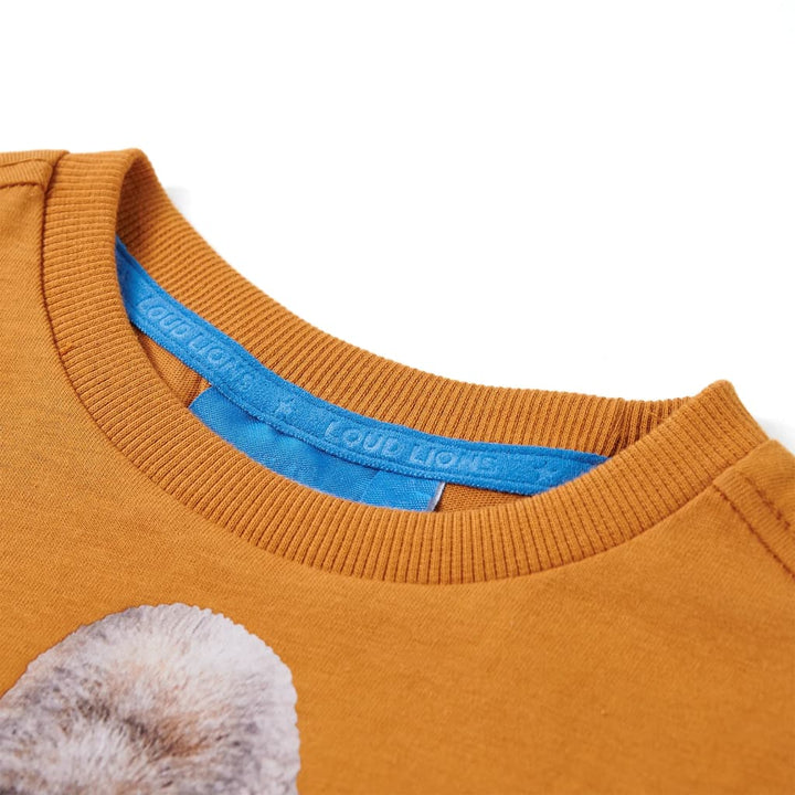 Kindershirt met lange mouwen 104 donkerokerkleurig