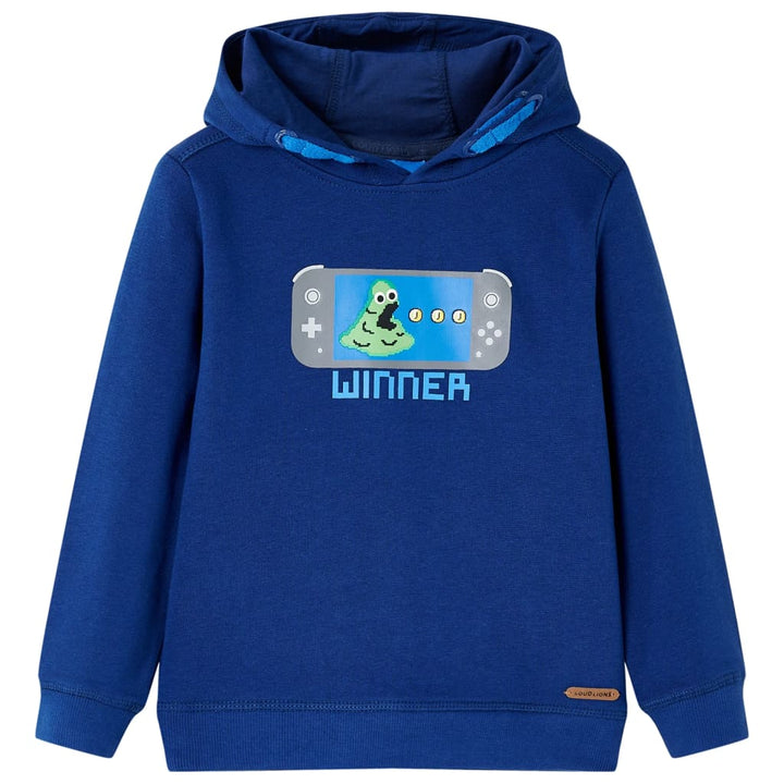 Kindertrui met capuchon 104 donkerblauw