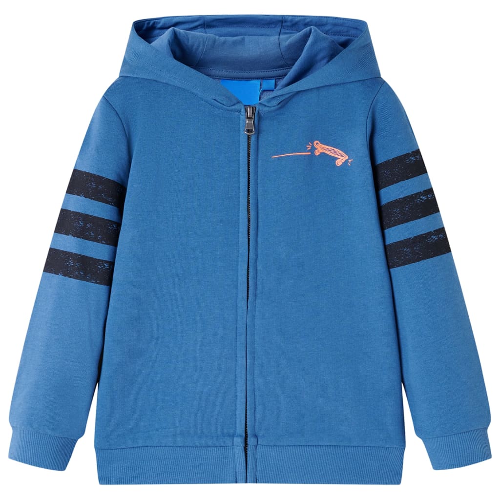 Kindervest met capuchon 140 blauw