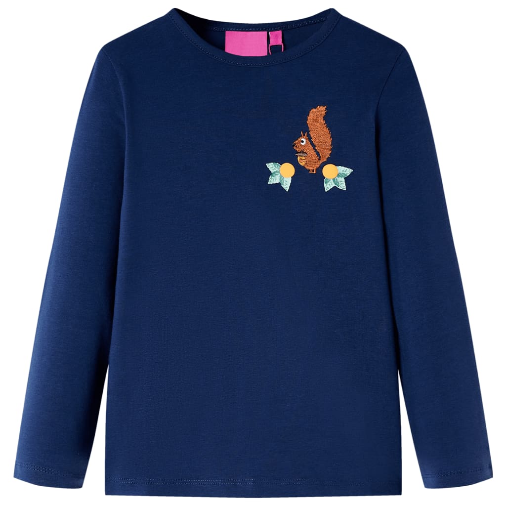 Kindershirt met lange mouwen 140 marineblauw