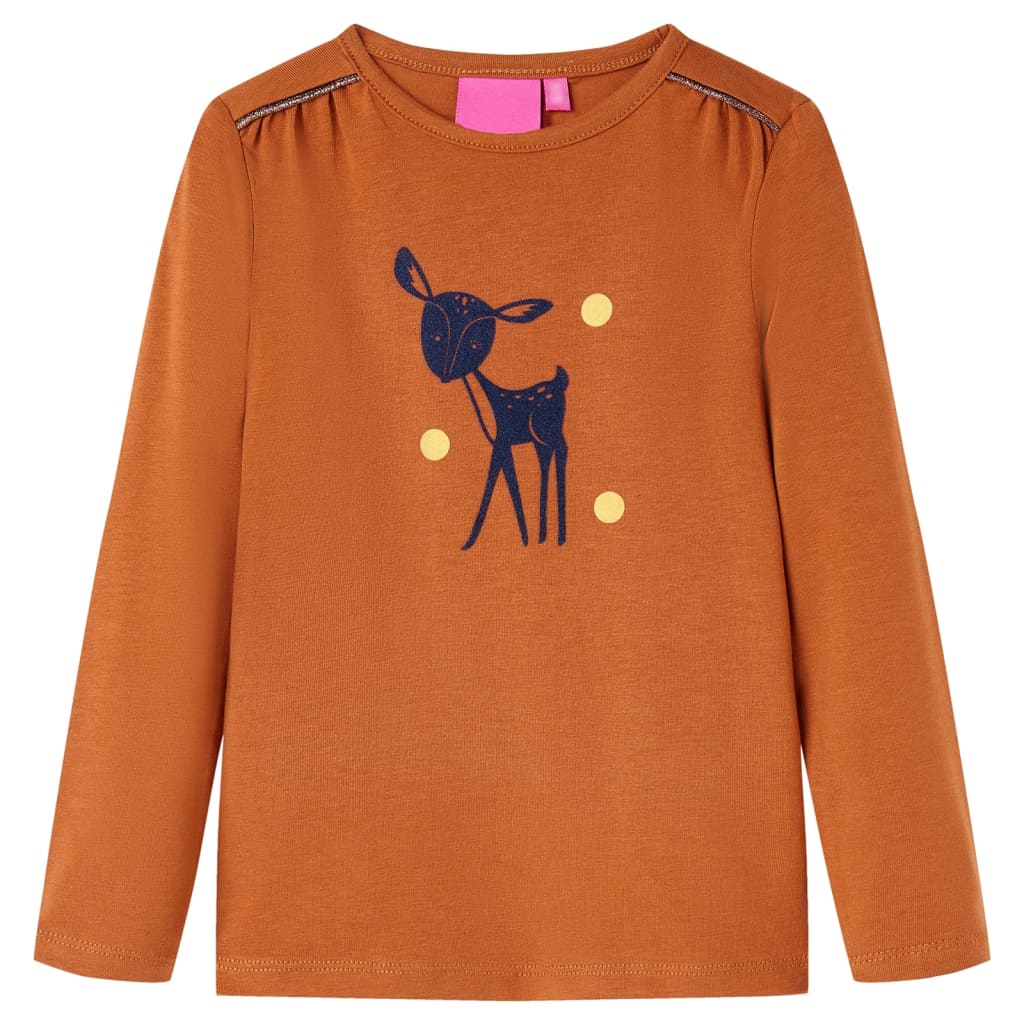 Kindershirt met lange mouwen 104 cognackleurig