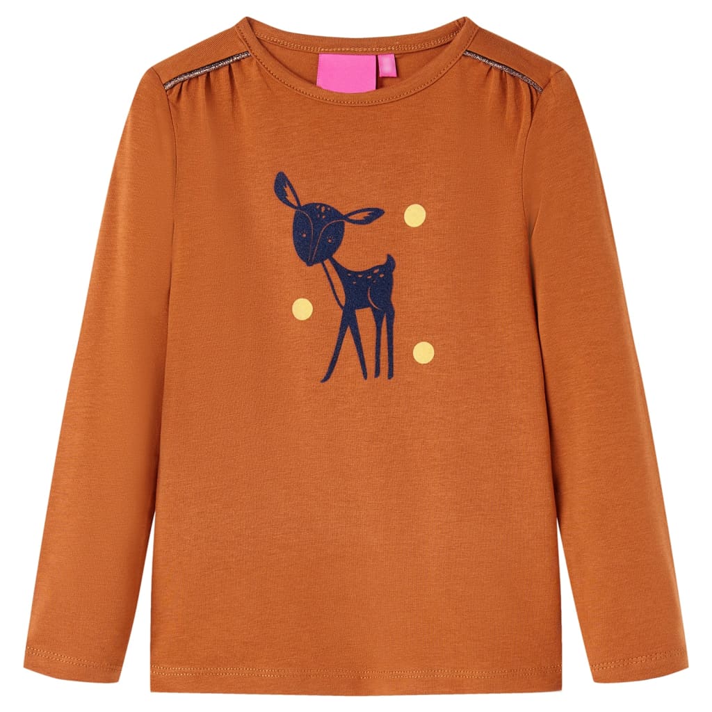 Kindershirt met lange mouwen 116 cognackleurig