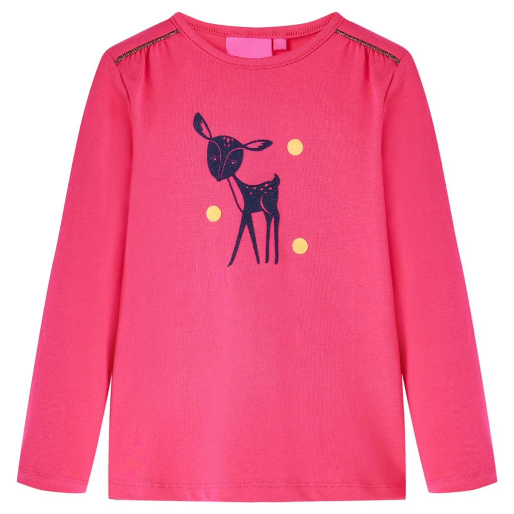 Kindershirt met lange mouwen 128 felroze