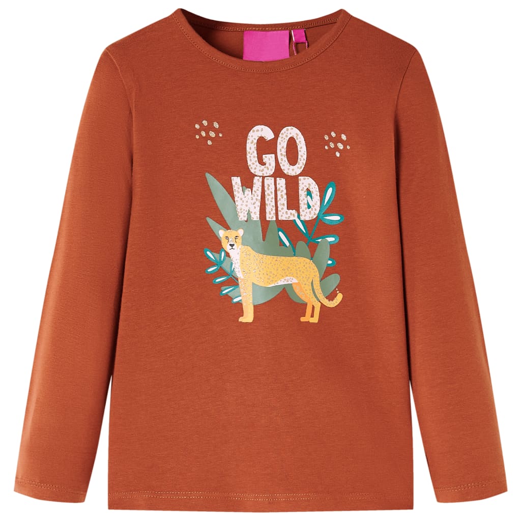 Kindershirt met lange mouwen 104 cognackleurig