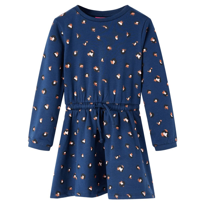 Kinderjurk met lange mouwen 104 marineblauw