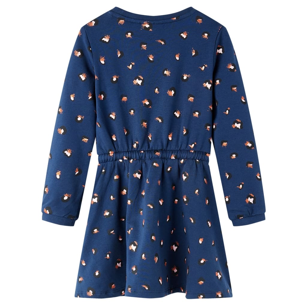 Kinderjurk met lange mouwen 104 marineblauw