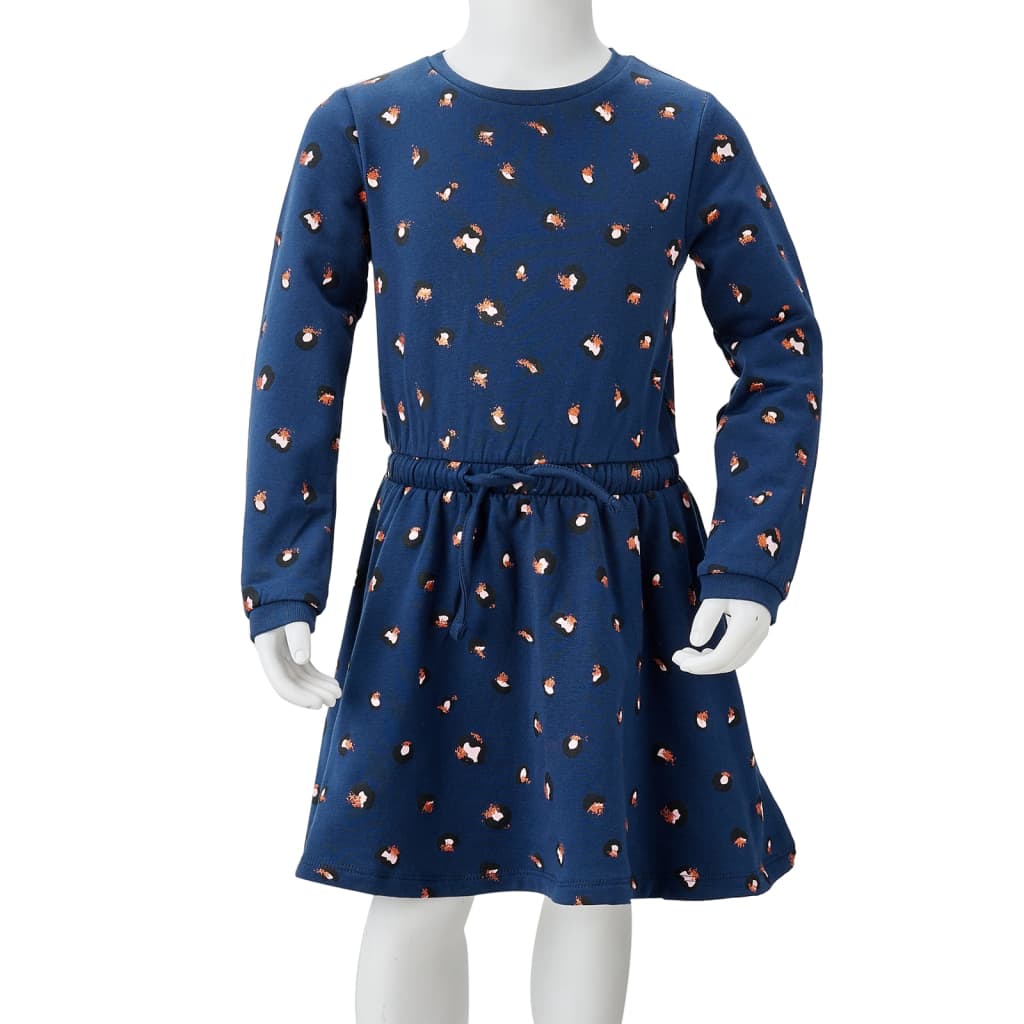 Kinderjurk met lange mouwen 104 marineblauw