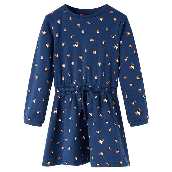 Kinderjurk met lange mouwen 116 marineblauw