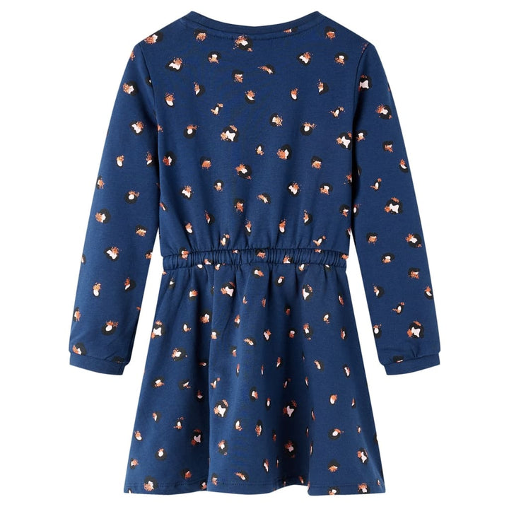 Kinderjurk met lange mouwen 128 marineblauw