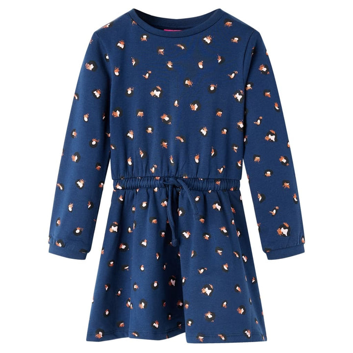 Kinderjurk met lange mouwen 140 marineblauw