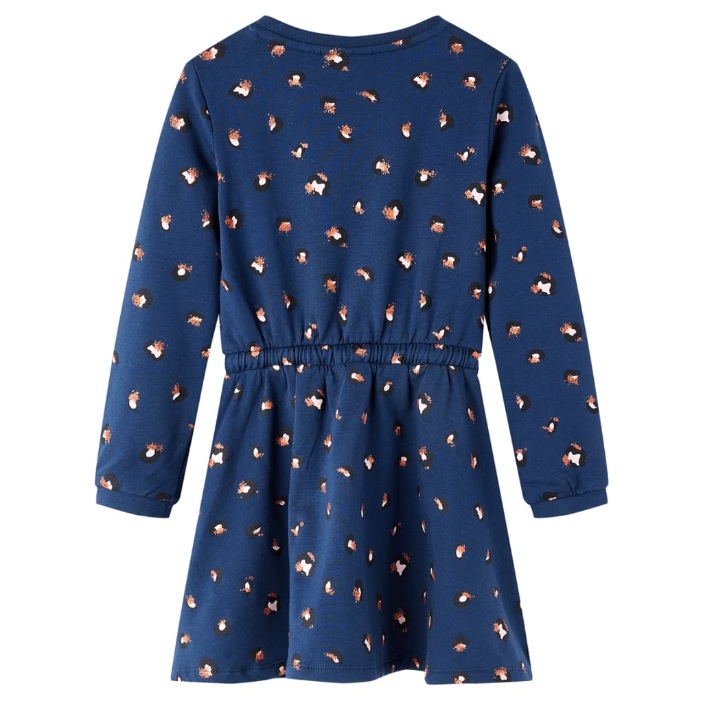 Kinderjurk met lange mouwen 140 marineblauw