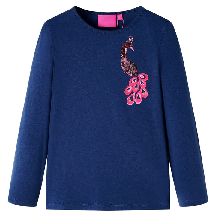 Kindershirt met lange mouwen 140 marineblauw