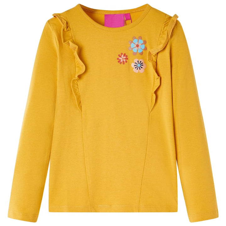 Kindershirt met lange mouwen 104 donkerokerkleurig