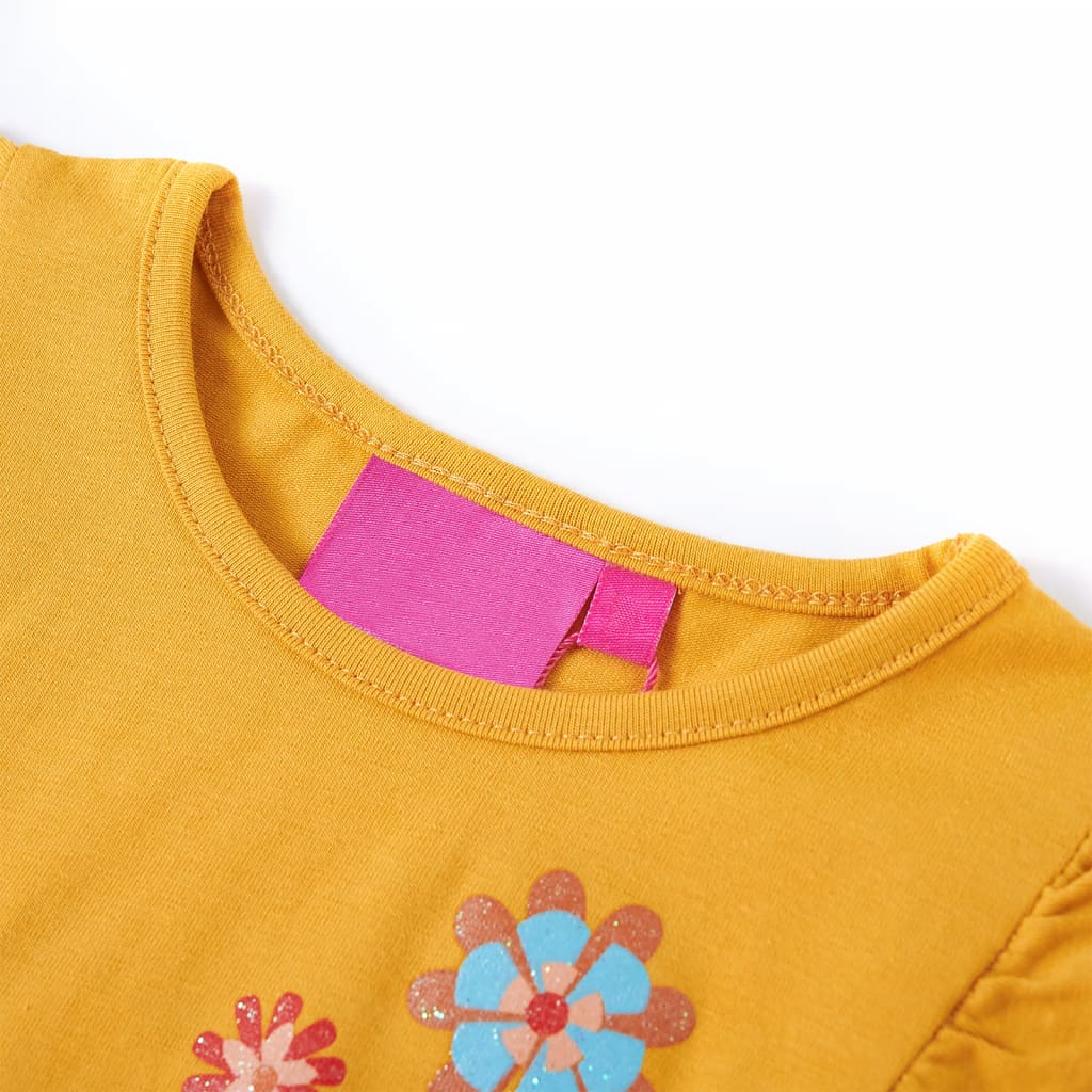 Kindershirt met lange mouwen 104 donkerokerkleurig